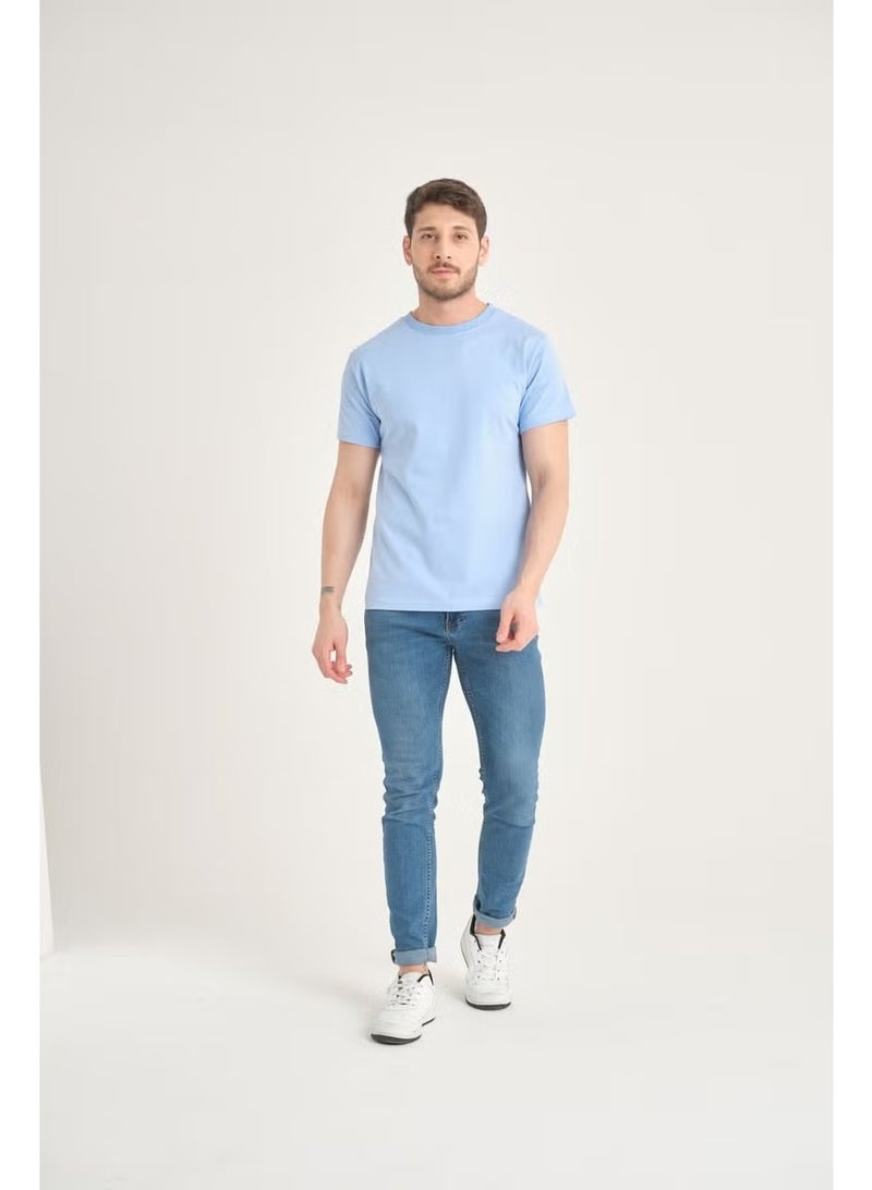 Four Man Men's Cotton Standard Cut Solid Color Basic T-Shirt with Non-Wrinkle Fabric Feature - Image 2